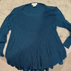 Grace and Lace Teal Two Fit Knit Lightweight cardigan.
